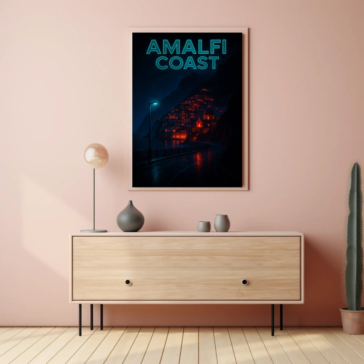 Amalfi Coast At Night Poster Wall Art Print Gallery Quality