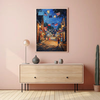 small town American street during 4th of July Poster