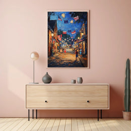 small town American street during 4th of July Poster