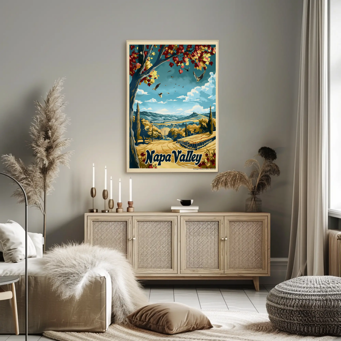 Napa Valley Fall Vineyard Landscape Travel Poster