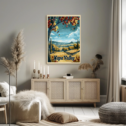 Napa Valley Fall Vineyard Landscape Travel Poster