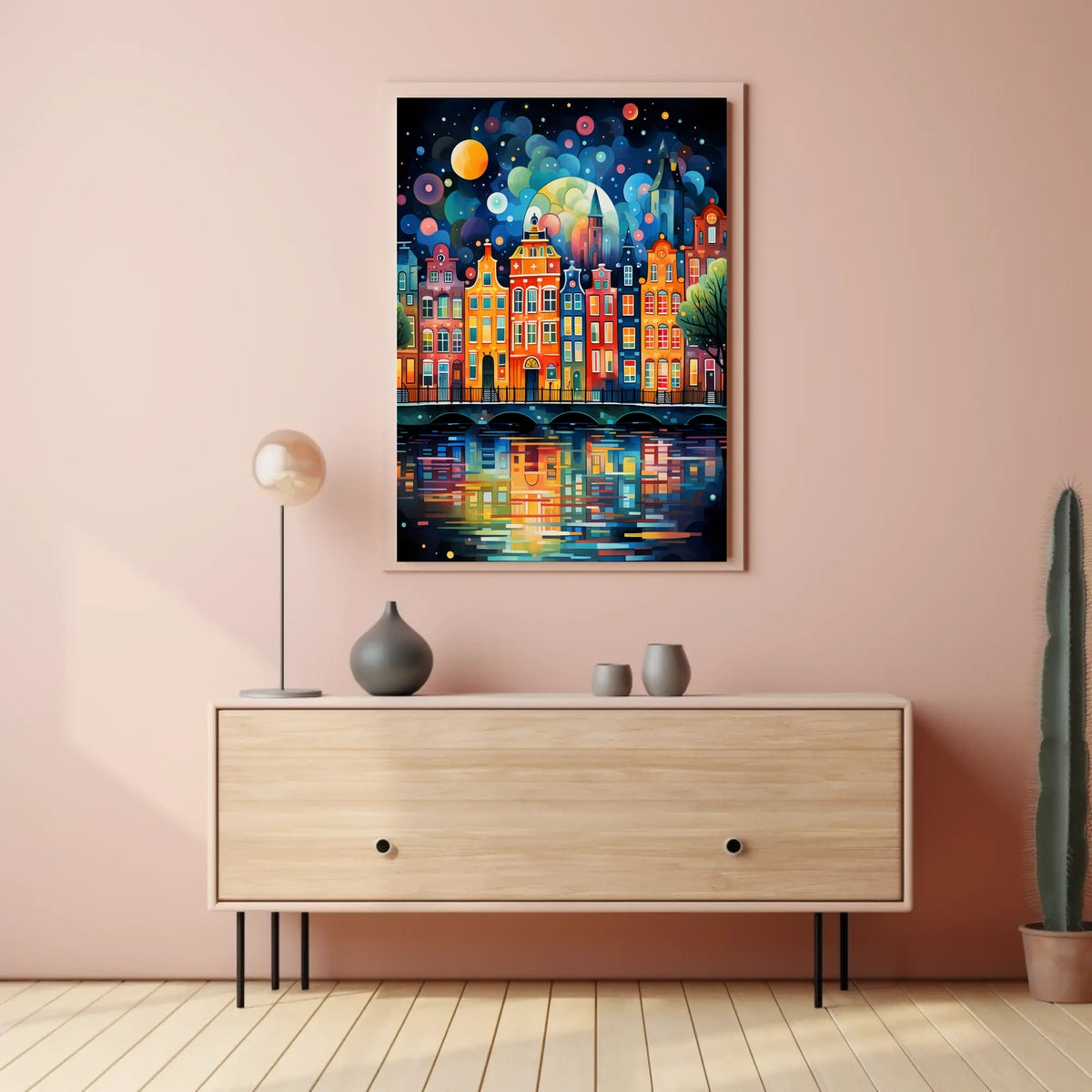 Amsterdam Canal Night Art Print: Abstract, Artistic Poster