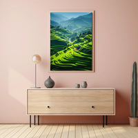 Beautiful Terraced Rice Fields Art Print Cultural Poster