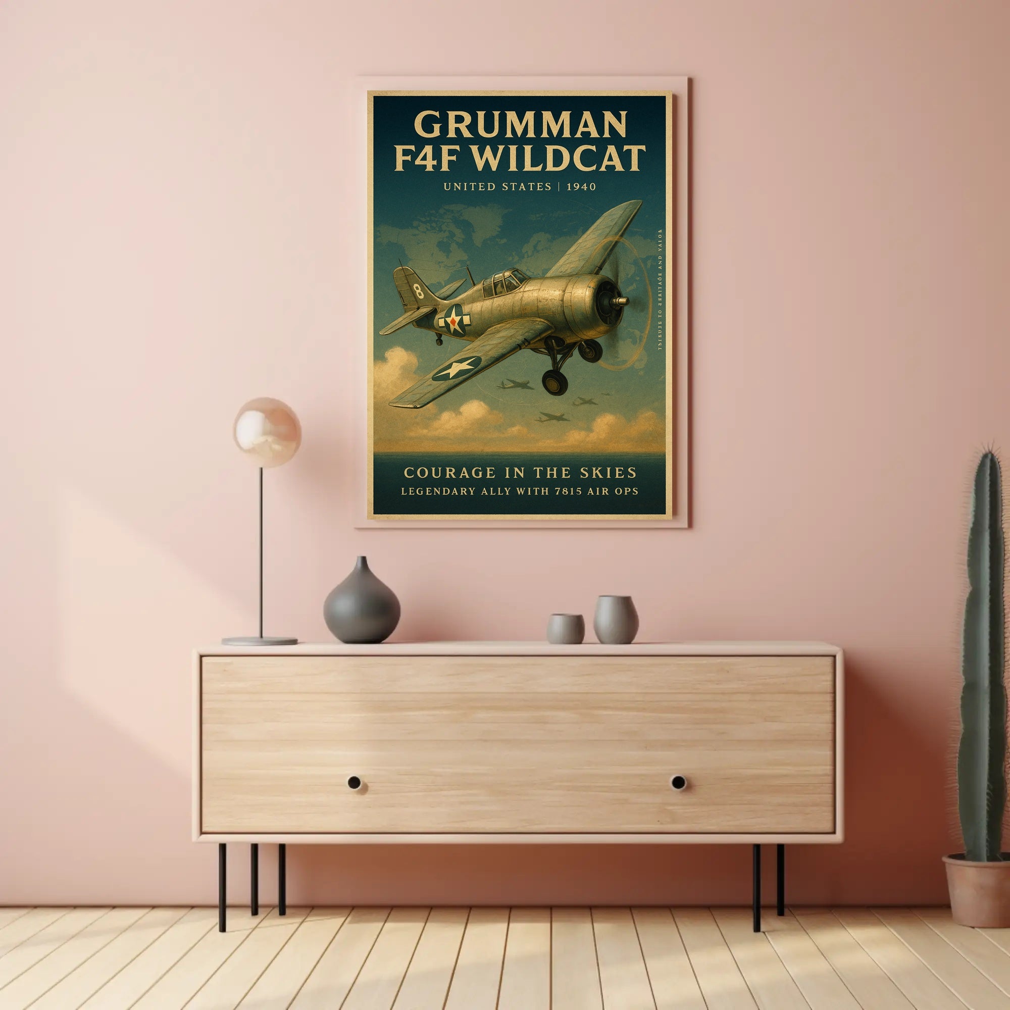Grumman F4F Wildcat Vintage Aviation Poster Print