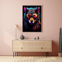 Wolf with Reflective Goggles: Futuristic Sci-Fi Poster