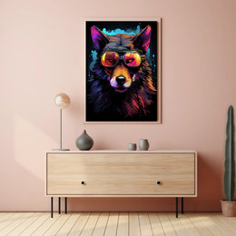 Wolf with Reflective Goggles: Futuristic Sci-Fi Poster