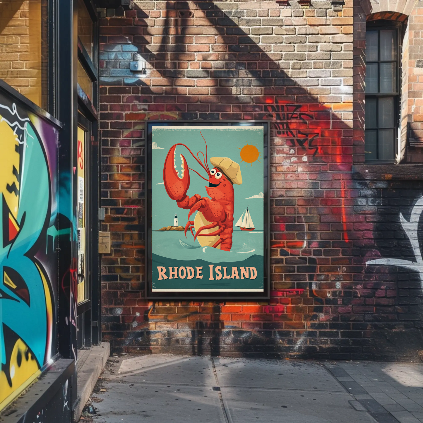 Rhode Island Vintage Poster Lobster Fun