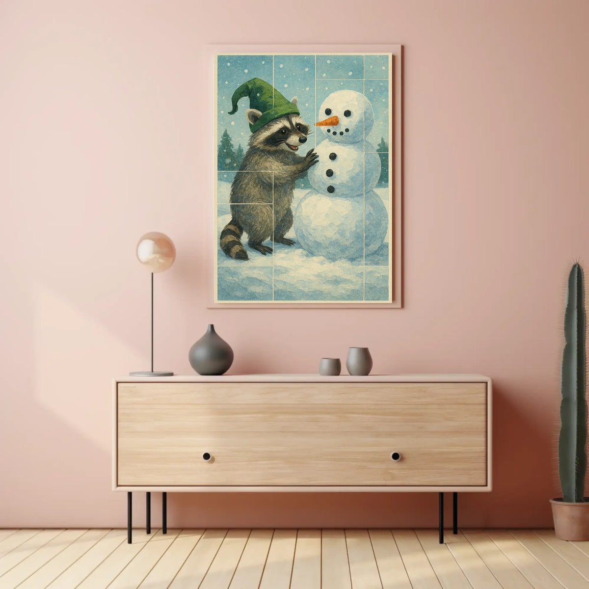 Winter Wonderland With Raccoon Poster
