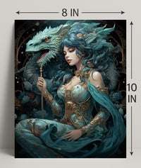 Enchantress And Dragon Poster