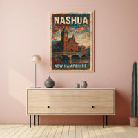 Nashua New Hampshire Cityscape Travel Scenes Realism Photography Digital Painting Poster