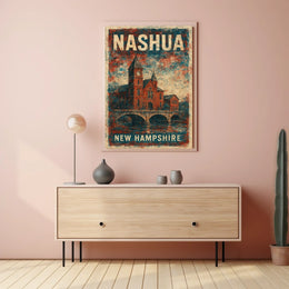 Nashua New Hampshire Cityscape Travel Scenes Realism Photography Digital Painting Poster