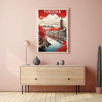 Fukuoka Cityscape Art Print Japanese Travel Poster