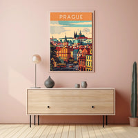 Prague Cityscape Architectural Art Print - Travel Poster