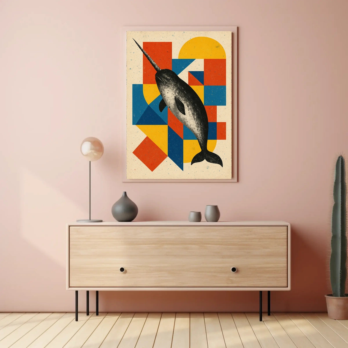 Geometric Narwhal Art Poster