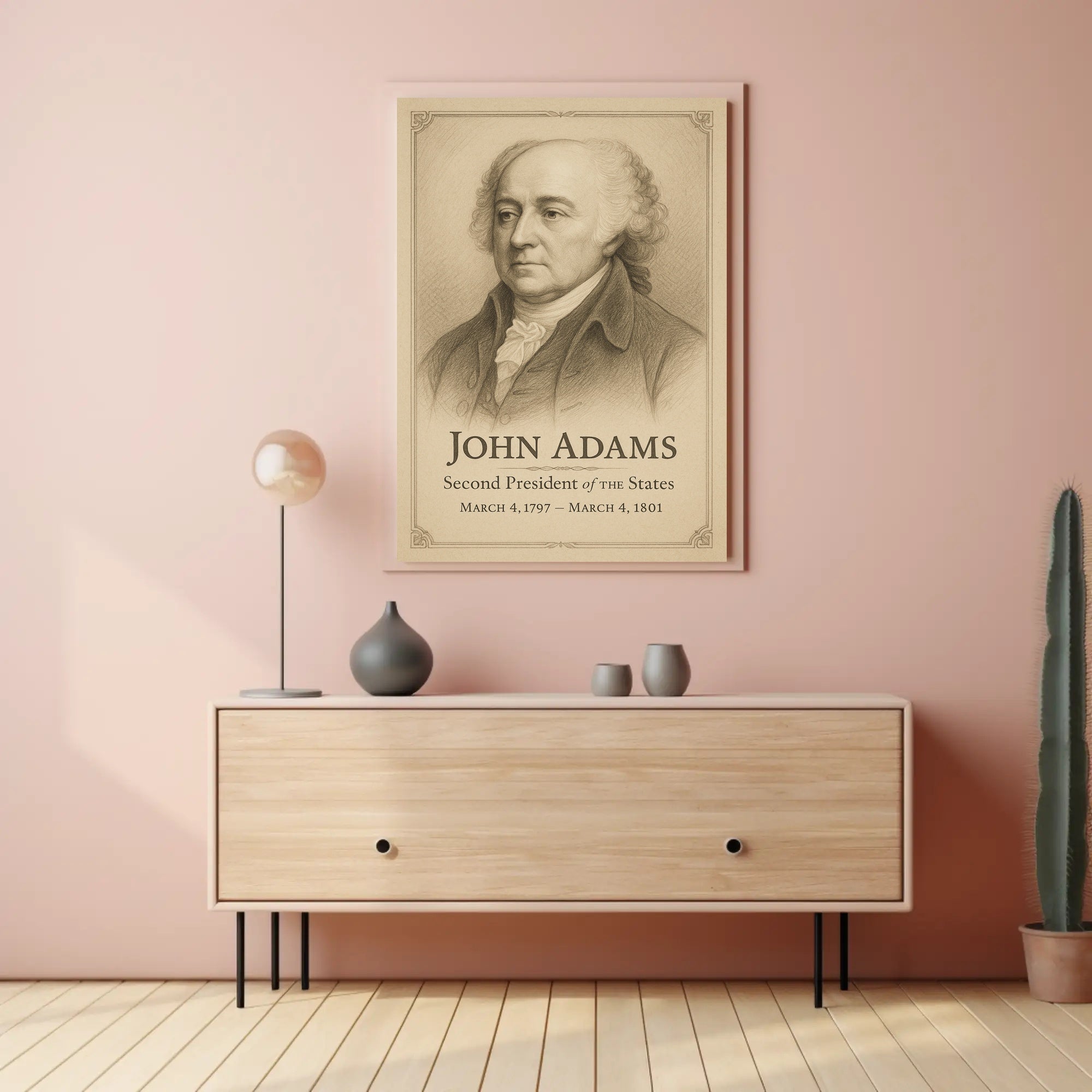 John Adams Presidential Portrait Vintage Patriotic Historical Poster