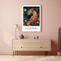 Artistic Dragon and Roses: 19th Century Heritage Poster