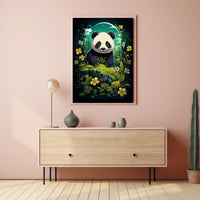 Panda in Whimsical Forest Cartoon Art Poster