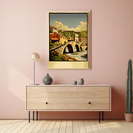 Scenic Bridge in a Quaint Village Poster