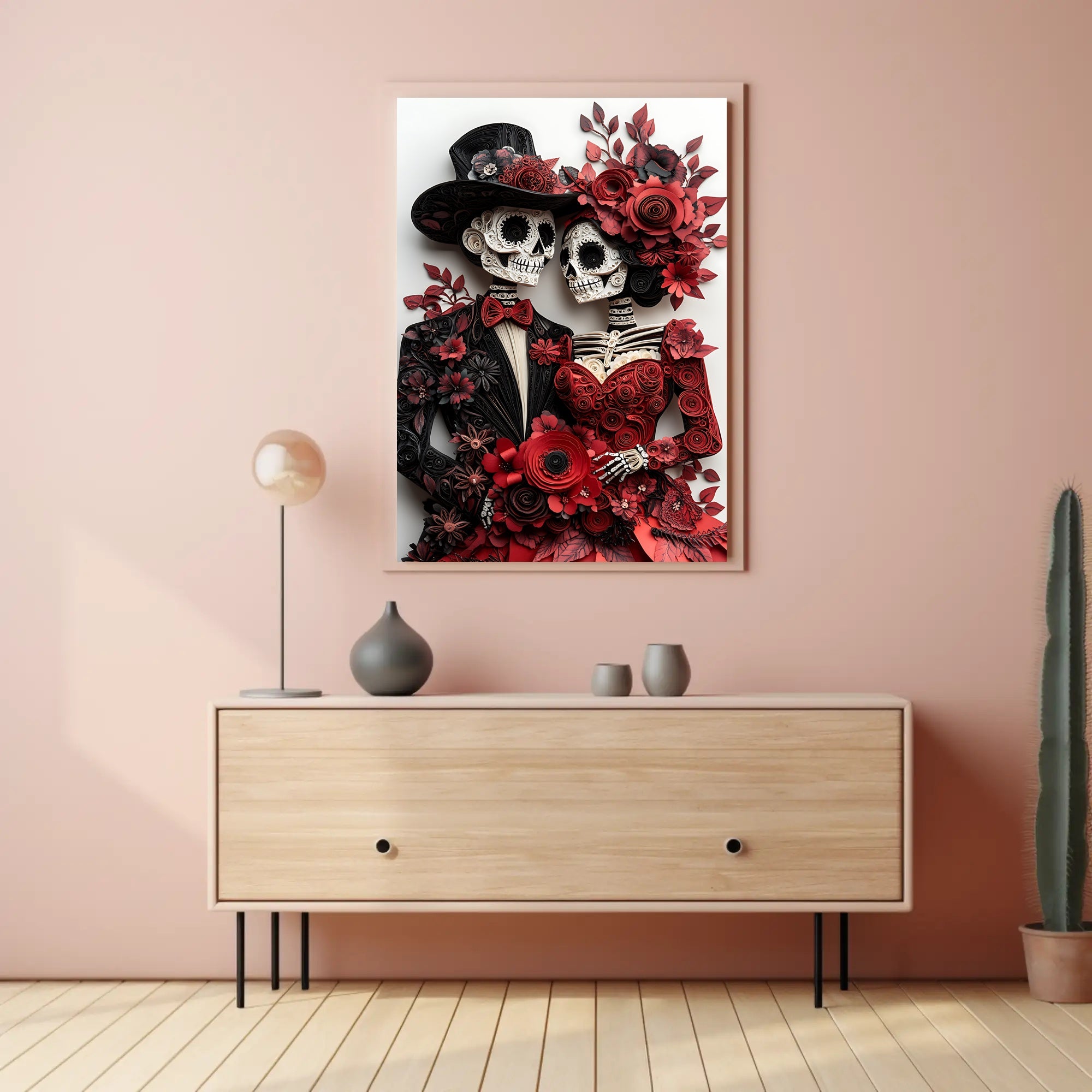 Día de los Muertos Quilling Art Poster - Cultural or Heritage Poster