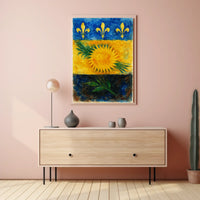 Sunflower and Fleur-de-Lis Poster