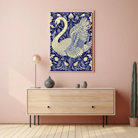Elegant Swan and Floral Patterns Animal Poster