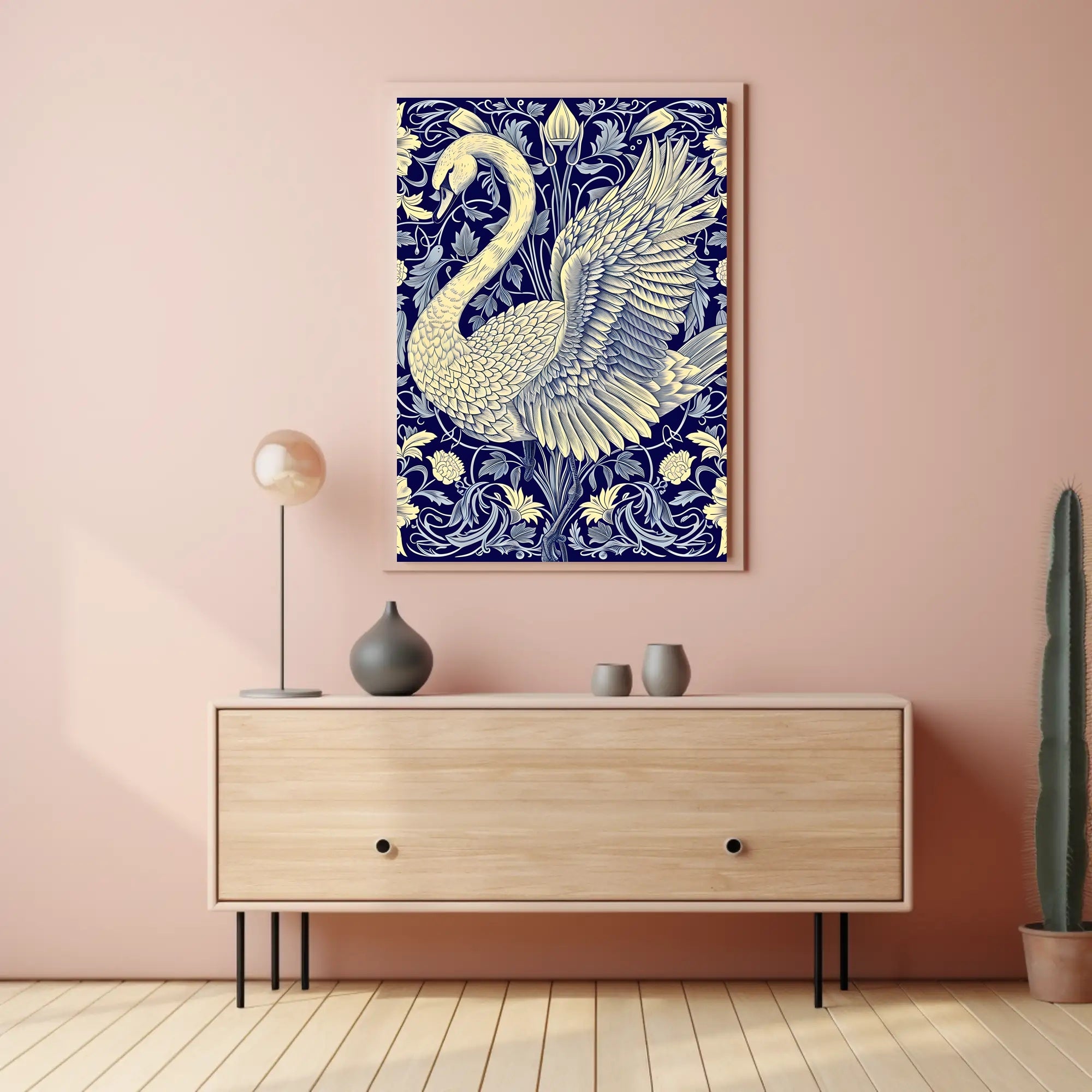 Elegant Swan and Floral Patterns Animal Poster