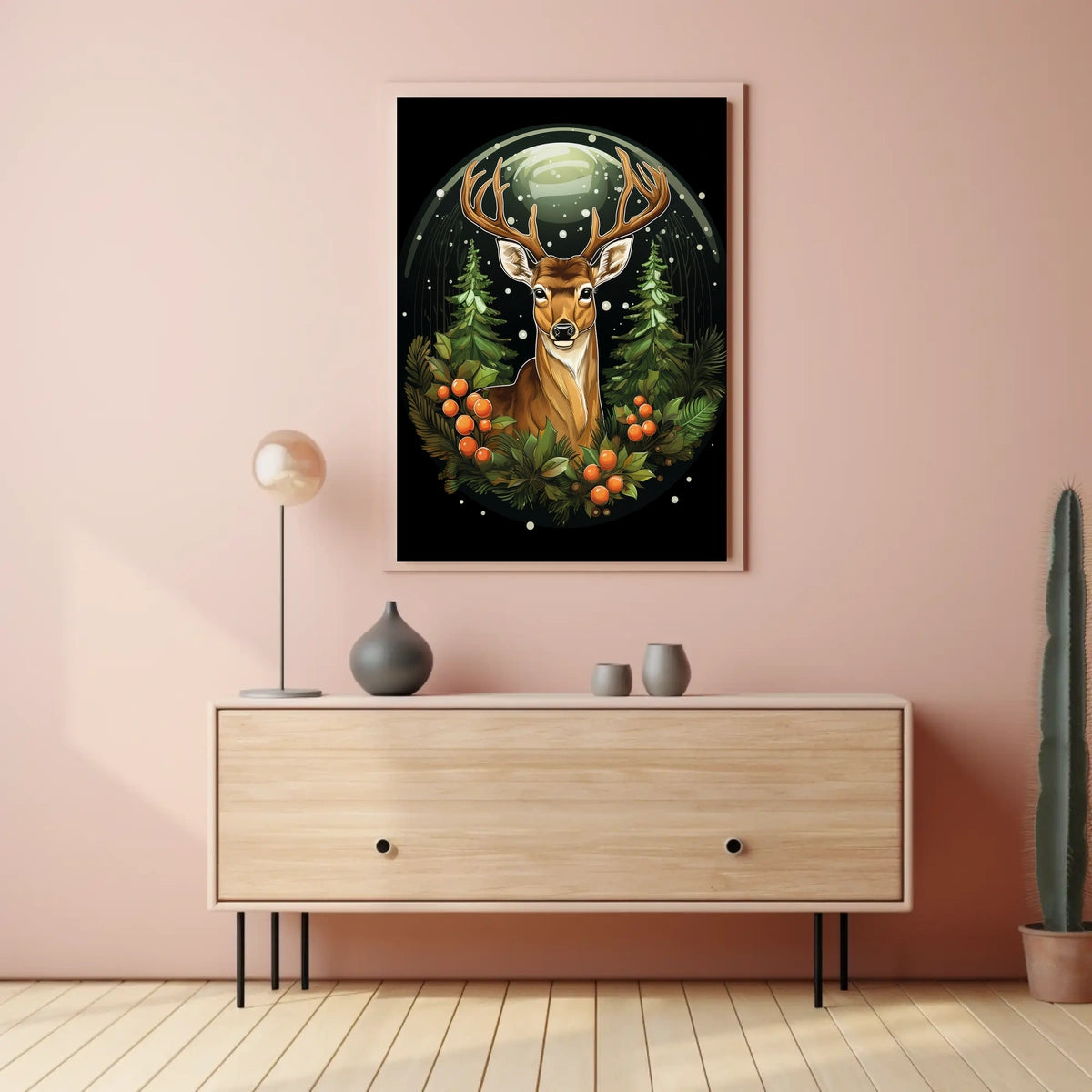 Majestic Deer In Winter Forest Poster