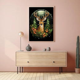 Majestic Deer In Winter Forest Poster