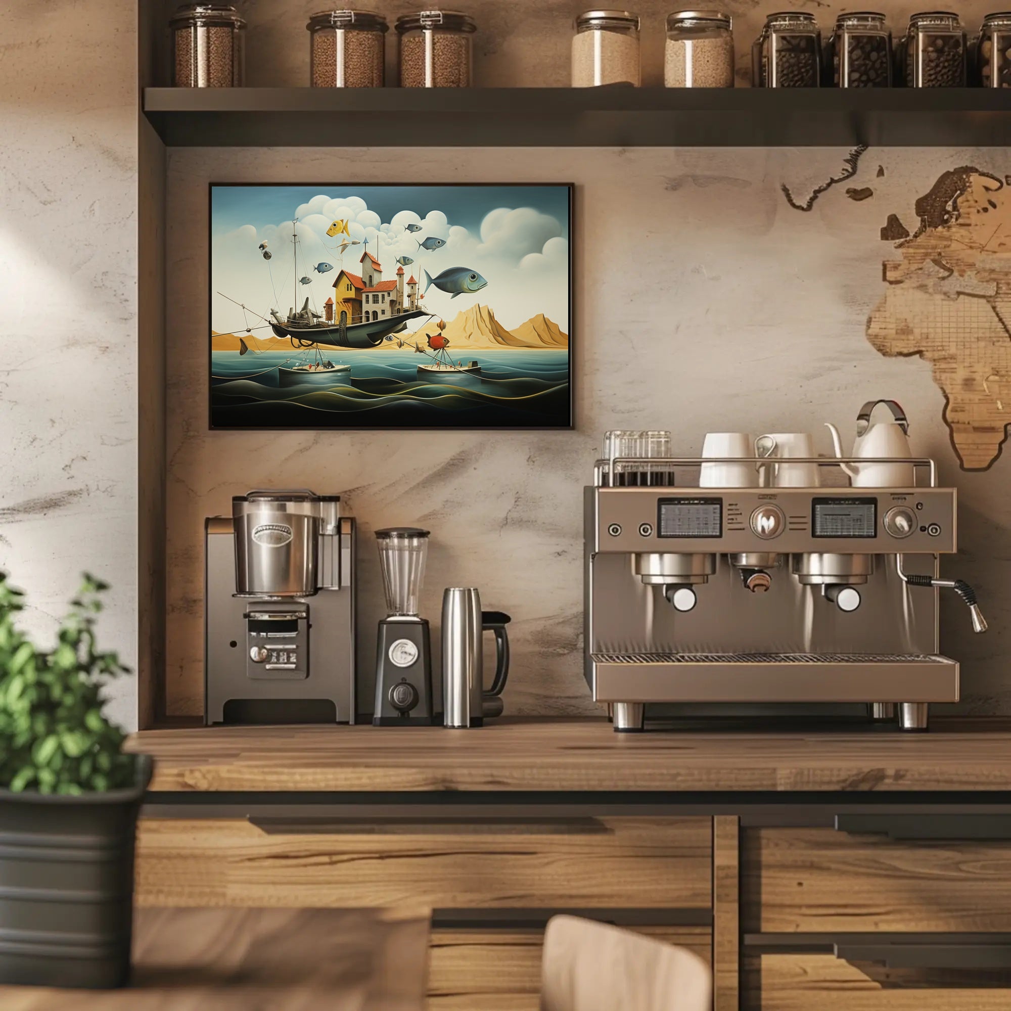 Fantastical Airborne Ship Fantasy Poster