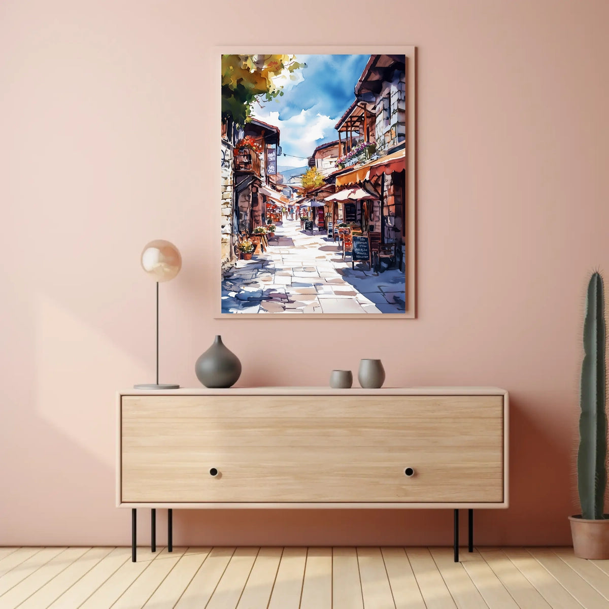 North Macedonia Skopje Old Bazaar Street Scene Poster
