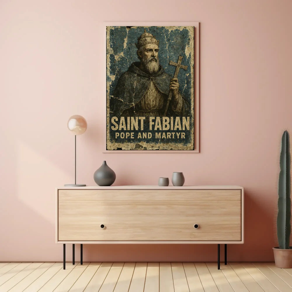 Saint Fabian Vintage Religious Art Poster - Cultural or Heritage Poster