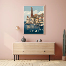 Symi Harbor Illustration Poster