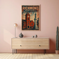 Richmond Kentucky Clock Tower Cultural Heritage Vintage Americana Nostalgic Townscape Poster