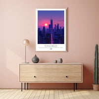 Chicago Skyline at Sunset Urban or Cityscape Poster