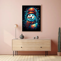 Stylized Snowman Holiday Abstract Artistic Poster