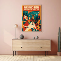 Reindeer Fashion Show Holiday Retro Vintage Artistic Poster
