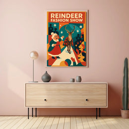 Reindeer Fashion Show Holiday Retro Vintage Artistic Poster