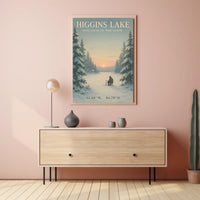 Tranquil Snowy Scene at Higgins Lake Artistic Poster
