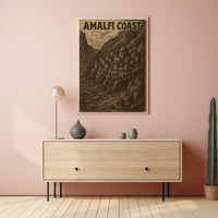 Amalfi Coast Scenic Illustration Poster Wall Art Decor