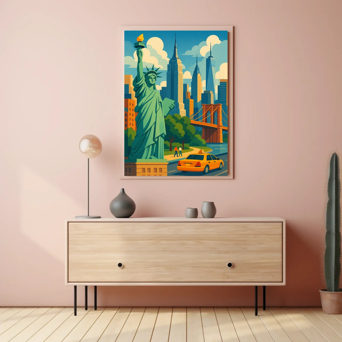Discover New York City A Vibrant Illustration of Iconic Landmarks