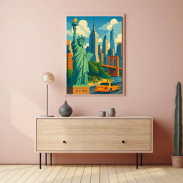Discover New York City A Vibrant Illustration of Iconic Landmarks