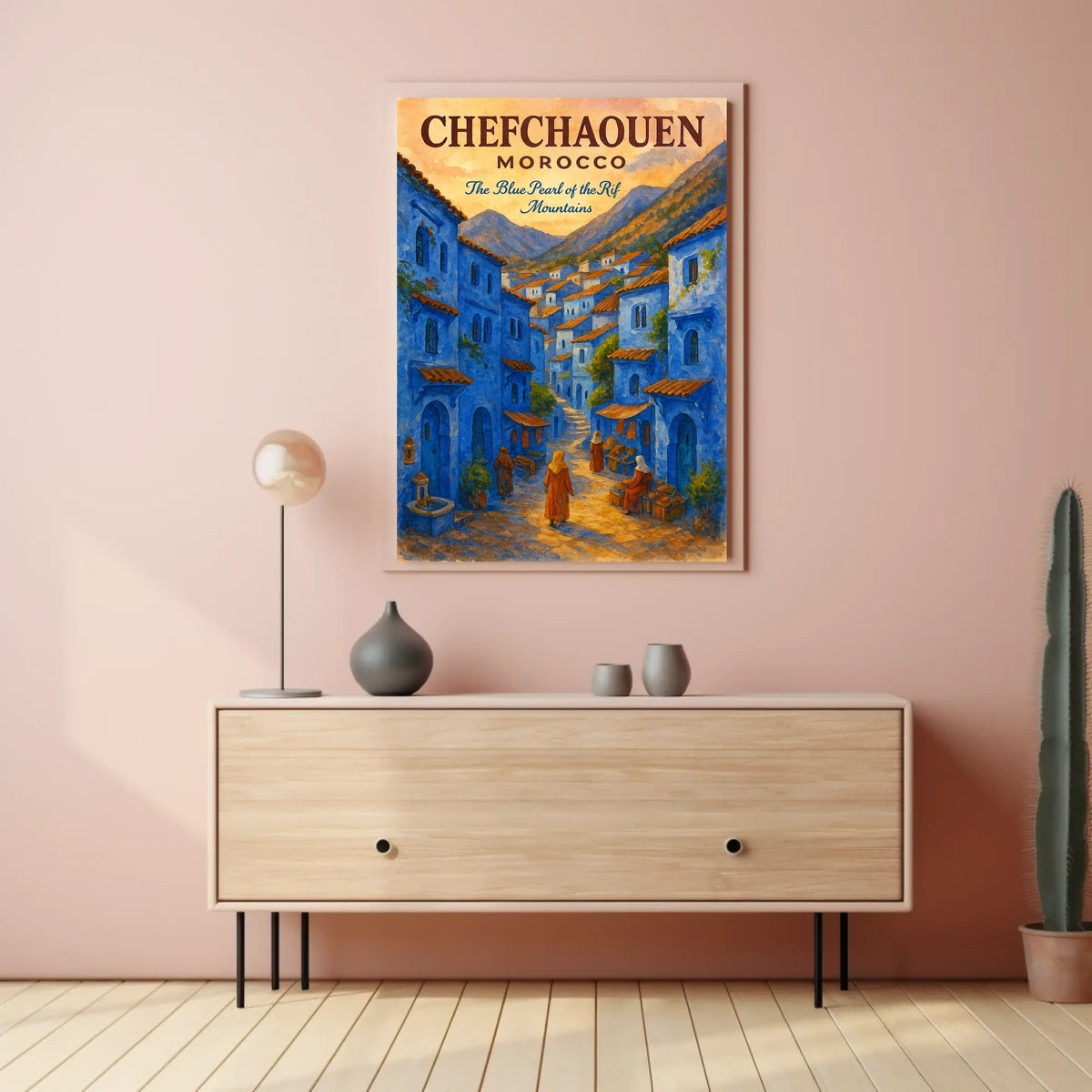 Chefchaouen Watercolor Poster: Blue Pearl Serenity