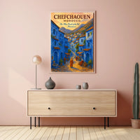 Chefchaouen Watercolor Poster: Blue Pearl Serenity