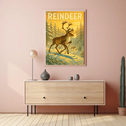 Reindeer On Skis Poster