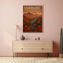 Vermont Autumn Landscape Poster Wall Art Print