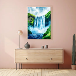 Iceland Skgafoss Waterfall Landscape Poster