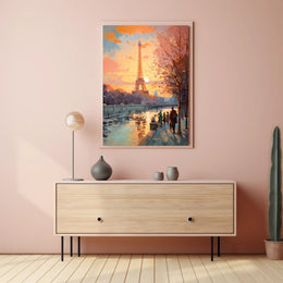 Eiffel Tower Sunset in Paris Travel Poster