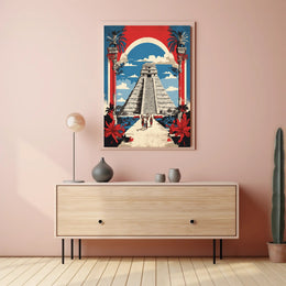 Ancient Mesoamerican Pyramid Cultural Heritage Poster