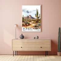 Saguaro Watercolor Wall Art Poster