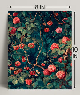 Vibrant Red Floral Scene Artistic Poster
